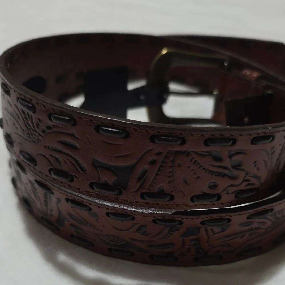 Patricia Nash Brown Tooled Leather Belt‎